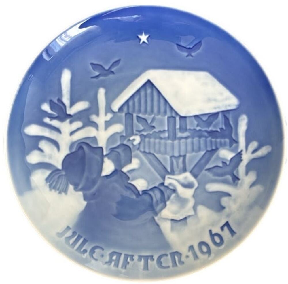 B&G Bing & Grondahl 1967 Fuglenes Jul Birds Christmas Plate Denmark Vintage